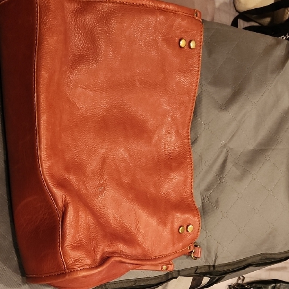 Tan Leather Shoulder Bag with Gold Hardware